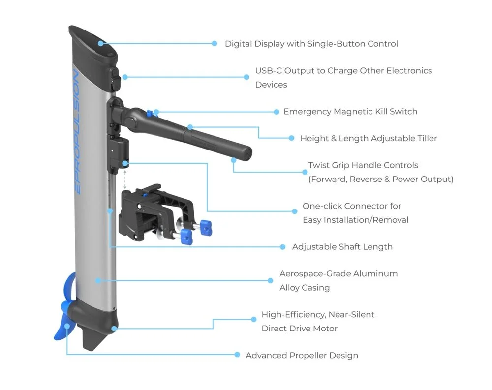 epropulsion elite 1.5hp 500w electric outboard motor epropulsion elite 1.5hp 500w electric outboard motor
