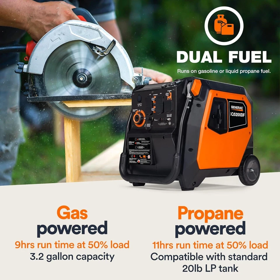 generac iq5200 df 3900 watt electric start dual fuel inverter generators. generac iq5200 df 3900 watt electric start dual fuel inverter generators.