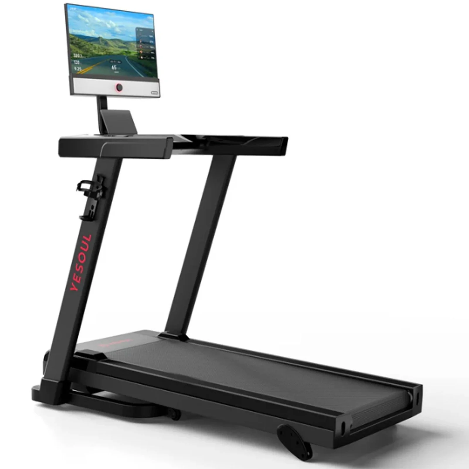 575-2-1.webp Yesoul T1M Plus Smart Folding Treadmill with 21.5 inch Touchscreen, Brushless Quiet Motor, 3-Level Incline, 9 Mph, App Sync & Space-Saving Design for