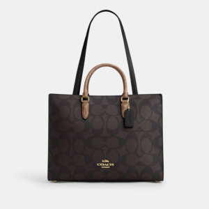 coach outlet maggie tote bag in blocked signature canvas women’s