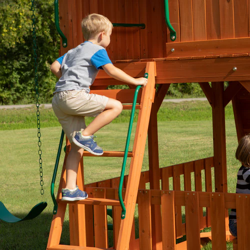 backyard discovery skyfort ii cedar wood swing set backyard discovery skyfort ii cedar wood swing set
