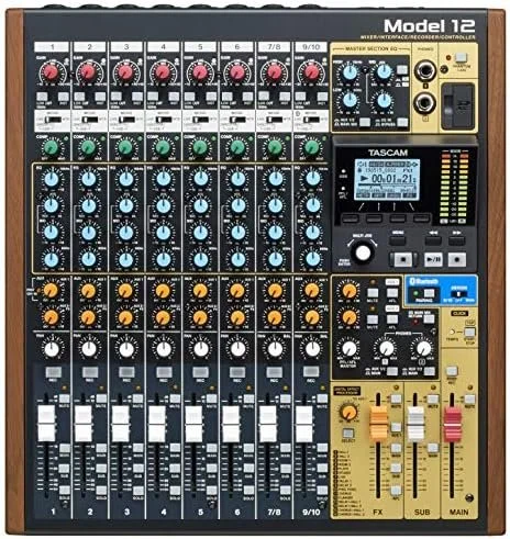a1-101-1.webp Tascam Model 12 All-in-One 12-track Digital Multitrack Mixings and Recording Studio, Mixer, USB Audio Interface and DAW Controllers