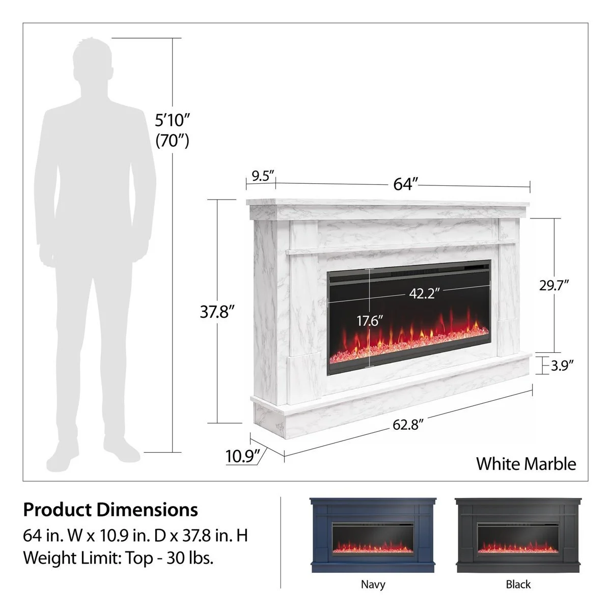 a4-110-1.webp Novogratz Waverly Wide Mantel Electric Fireplaces. - Image 3