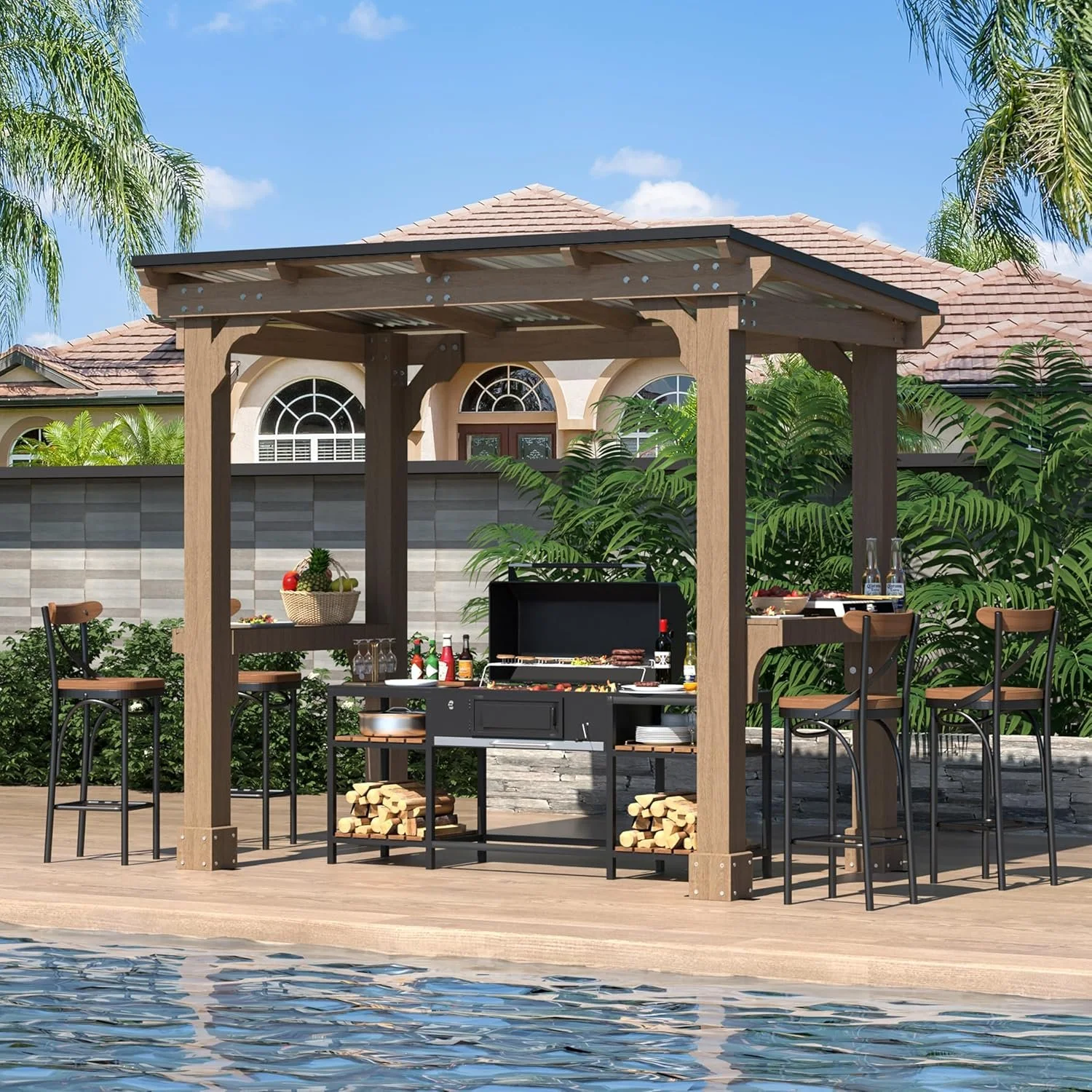 veikous d wooden grills gazebo outdoor with steel roof veikous d wooden grills gazebo outdoor with steel roof