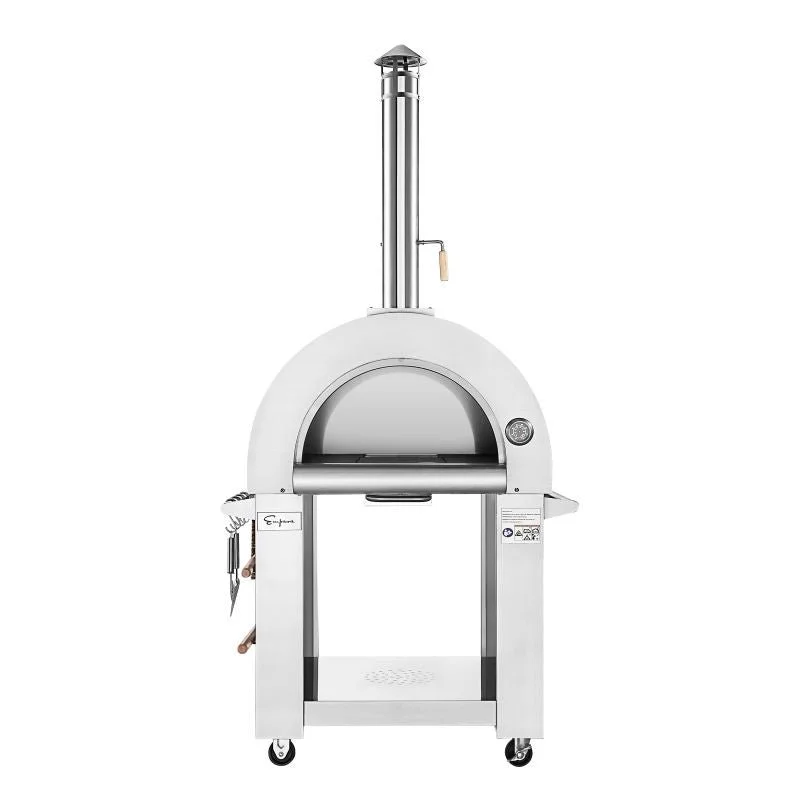 f2-4-1.webp Empava PG06 Outdoor Woods Fired Pizza Ovens Stainless Steel Red with Wheel and Accessories - Image 2