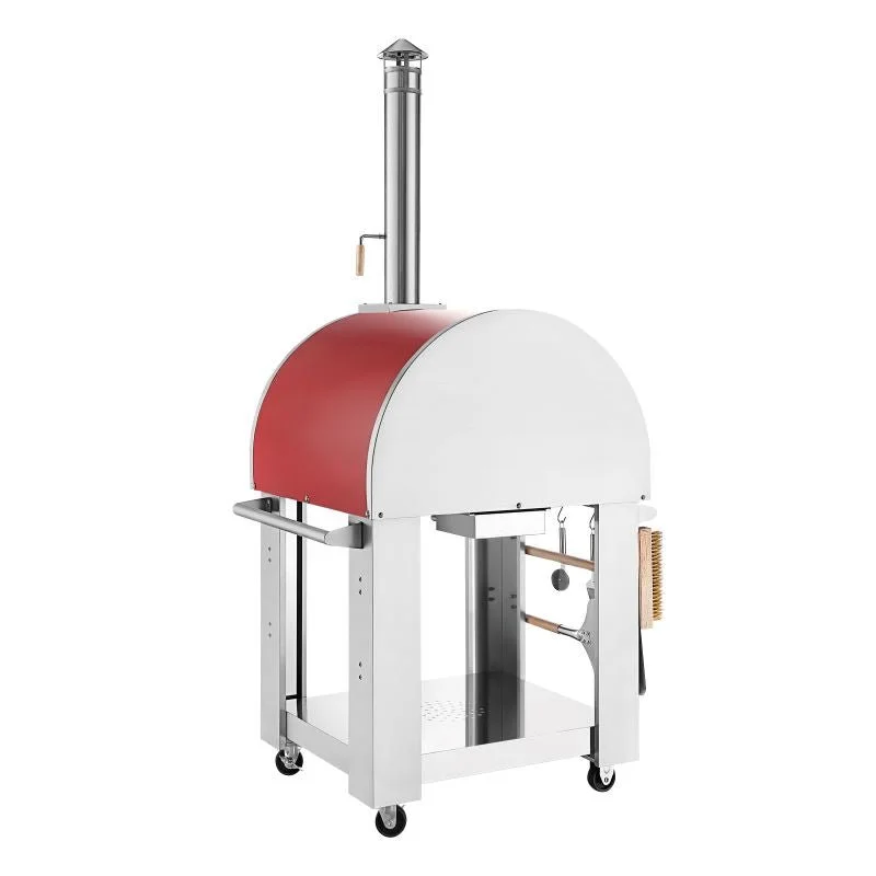 f3-4-1.webp Empava PG06 Outdoor Woods Fired Pizza Ovens Stainless Steel Red with Wheel and Accessories - Image 3
