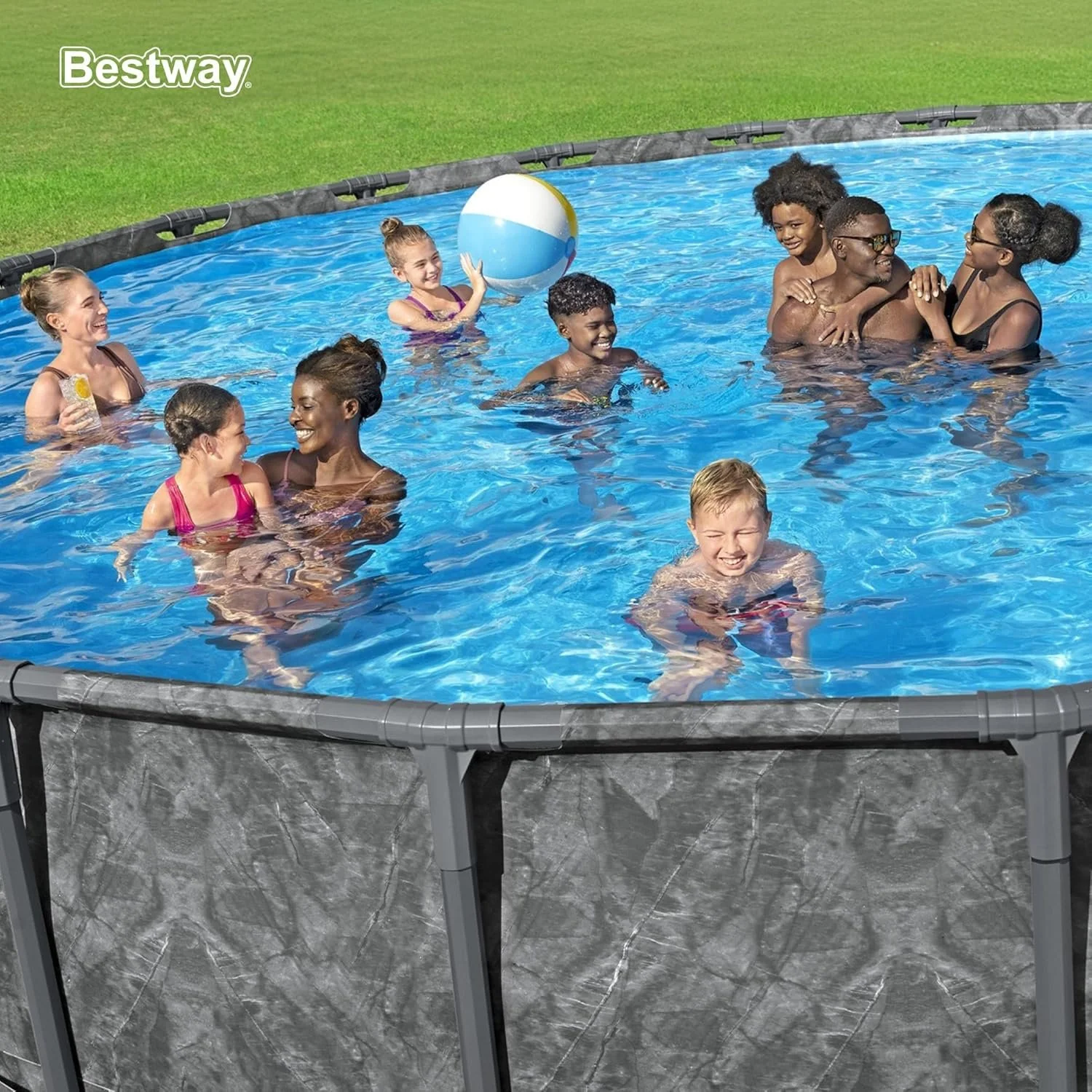 bestway apx 365 18’x52″ round above ground swimming pool set with pump & ladders bestway apx 365 18’x52″ round above ground swimming pool set with pump & ladders