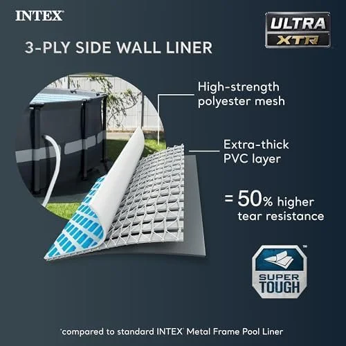 intex ultra xtr frame 14′ x 42″ round above ground outdoor swimming pool set with sand filter pump, ladder, ground cloth, and pool covers intex ultra xtr frame 14′ x 42″ round above ground outdoor swimming pool set with sand filter pump, ladder, ground cloth, and pool covers